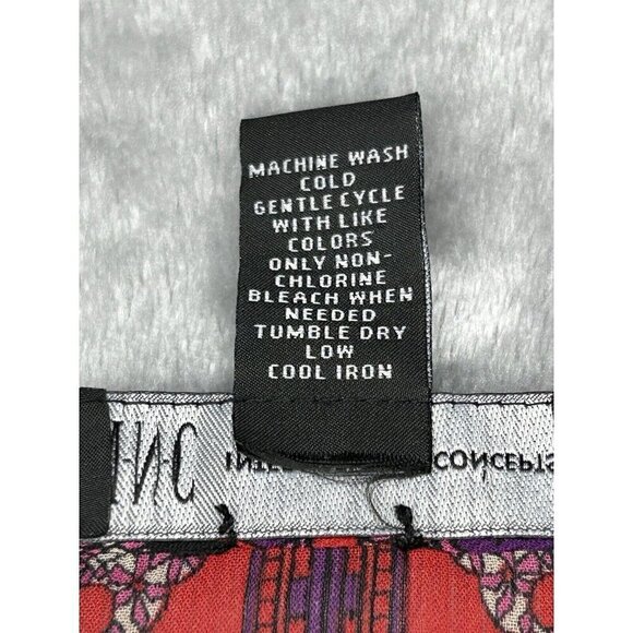 INC Top Womens 8 Kimono Tie Waist Pink Red Paisley Semi Sheer Ruched Back Boho - Picture 4 of 8